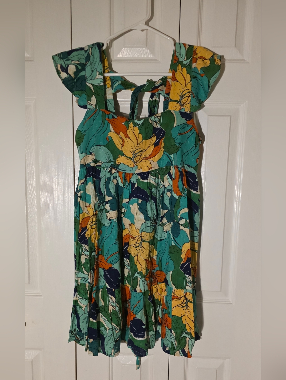 Band Of The Free Viscise Green Floral Square-Neck Mini Dress Size M - Picture 3 of 12